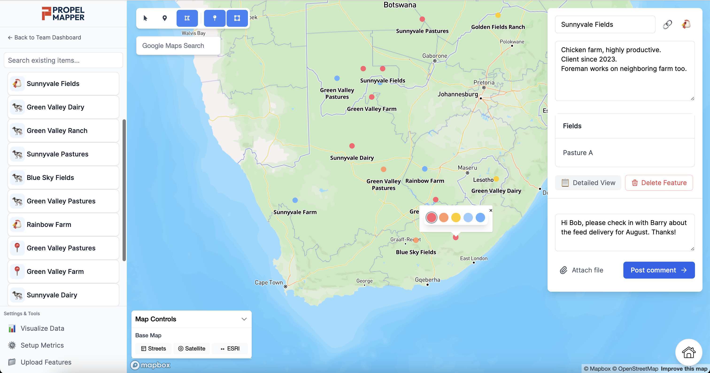 PropelMapper Agricultural Territory Mapping Dashboard